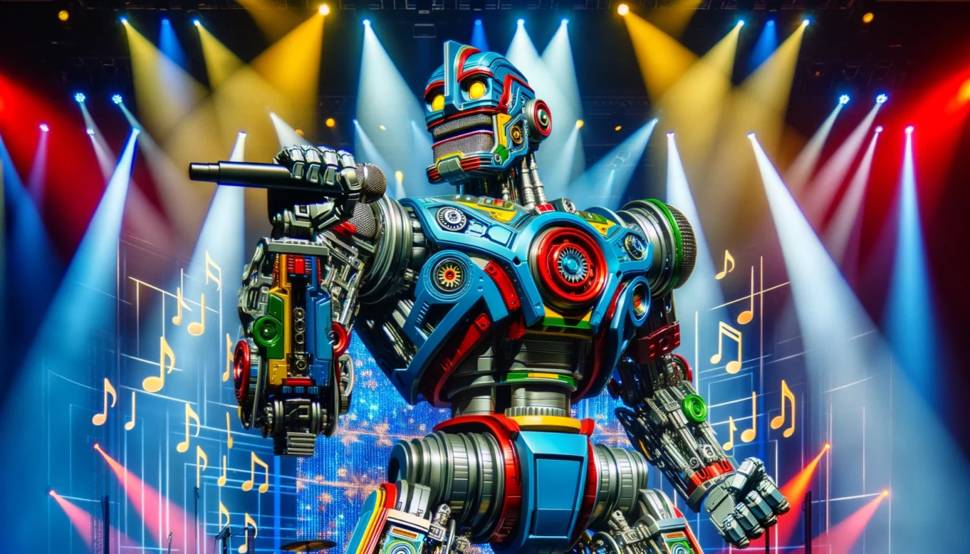 Robot qui chante, qui représante la recherche vocale